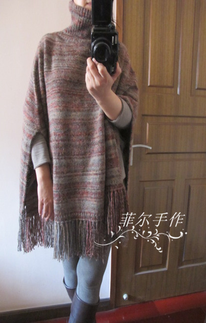 【菲爾手作】鴕鳥(niǎo) --- 廓形流蘇斗篷 - 菲爾 - 菲爾的編織博客