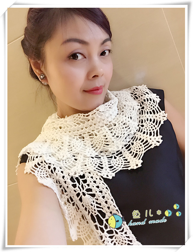 荼白~~~云素棉麻菠蘿小圍巾 - 魚兒 - 魚兒的小溪