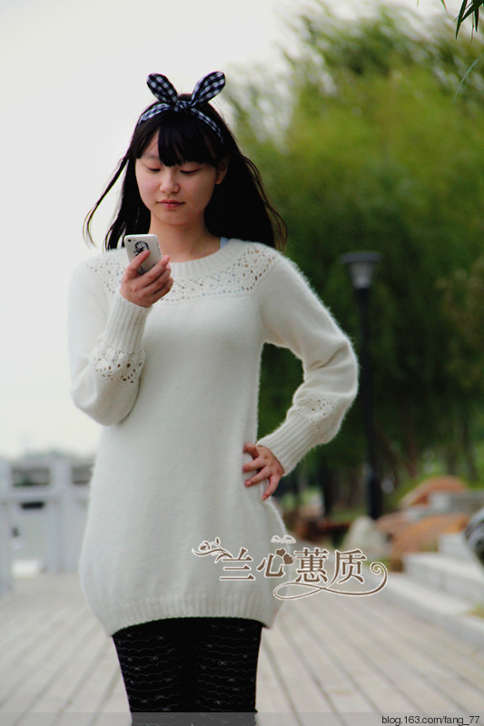 小白羊~~鉤織結(jié)合羊絨打底衫（蘭心蕙質(zhì)2015） - 蘭心蕙質(zhì) - 蘭心蕙質(zhì)藍云海
