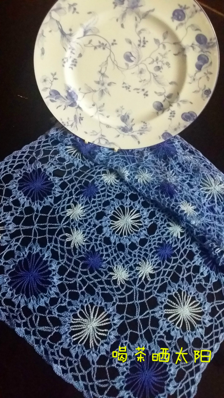 戀戀青花--蕾絲拼花披肩（2015-12） - 喝茶曬太陽 - 喝茶曬太陽的博客