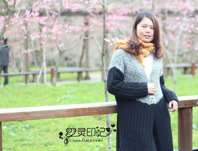 【心靈印記】黑白配——簡(jiǎn)單廓形棒針大衣 - 心靈印記 - 指間紗