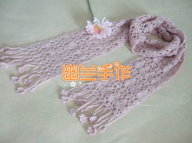 如煙～～～淡粉花朵流蘇小圍巾1507 - 空谷幽蘭 - 指間的溫柔