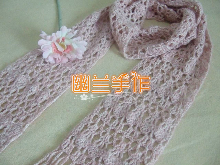如煙～～～淡粉花朵流蘇小圍巾1507 - 空谷幽蘭 - 指間的溫柔