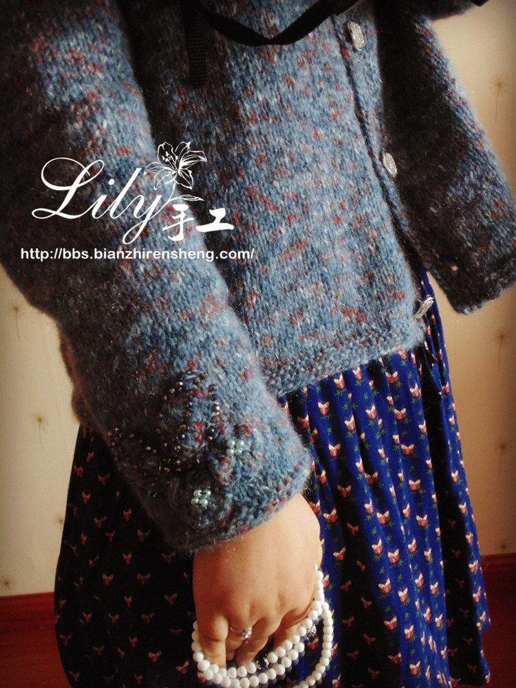 【Lily】--清雅--極簡釘珠開衫 - Lily - Lily的手工編織天地