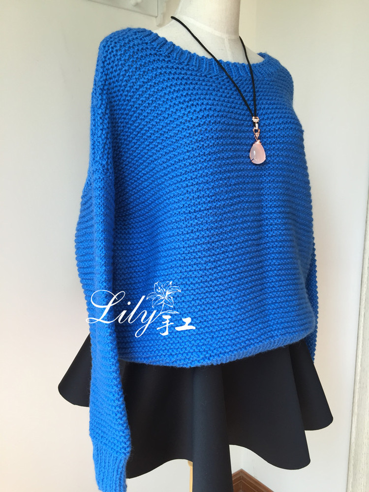 【Lily手工】--悠藍(lán)--休閑寬松的大毛衣 - Lily - Lily的手工編織天地