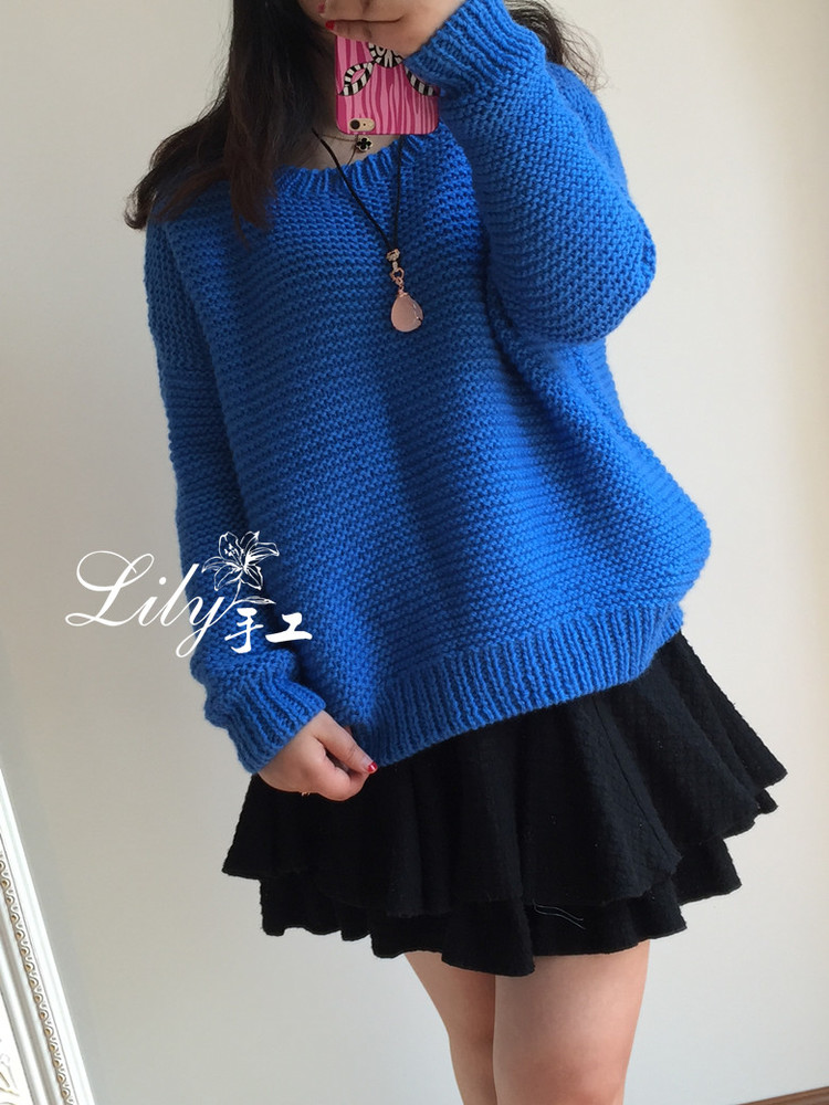 【Lily手工】--悠藍(lán)--休閑寬松的大毛衣 - Lily - Lily的手工編織天地