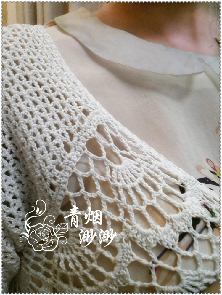 清悠——蕾絲七分袖短款開衫 - 青煙渺渺 - 青煙渺渺