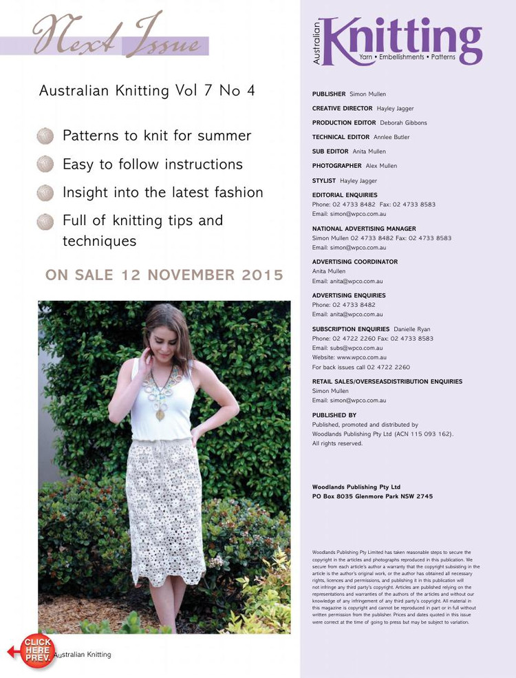 Australian Knitting Volume 7 No 3 2015 - 輕描淡寫 - 輕描淡寫