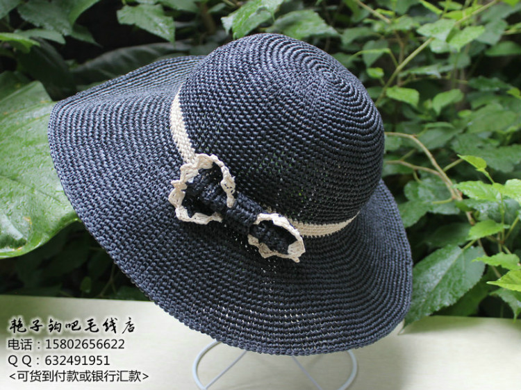 《作品秀》蝴蝶結(jié)配飾雙色大檐帽 - 艷子鉤吧 - 艷子鉤吧編織博客