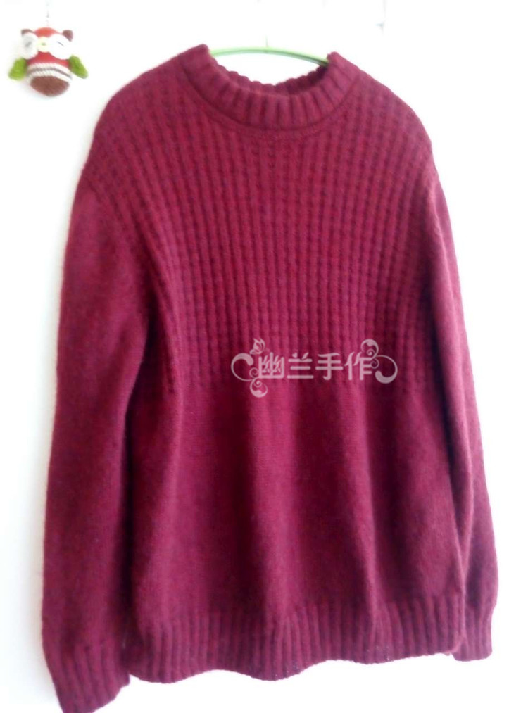 暗香～～～酒紅色圓領(lǐng)男裝 - 空谷幽蘭 - 指尖的溫柔～幽蘭の編織時光