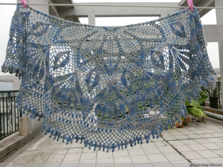 秋去冬天  ——鉤針半園披肩 - 悠揚 - 春雨悠揚