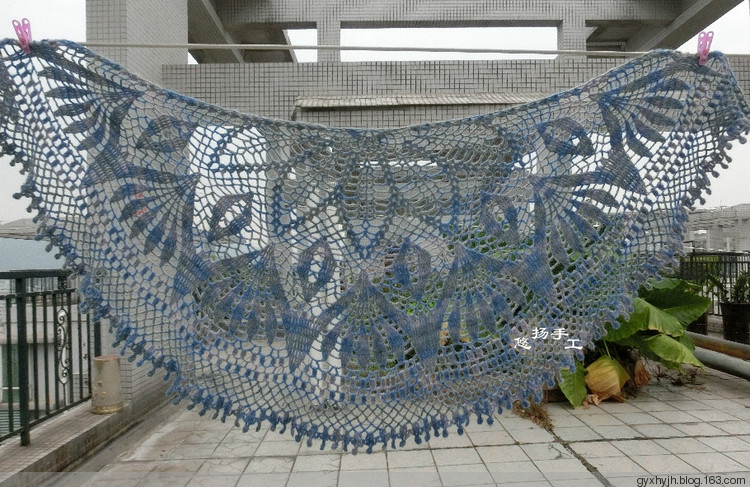秋去冬天  ——鉤針半園披肩 - 悠揚 - 春雨悠揚
