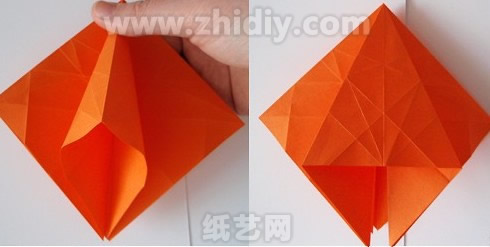 手工折紙菊花圖解教程制作過程中的第十五步