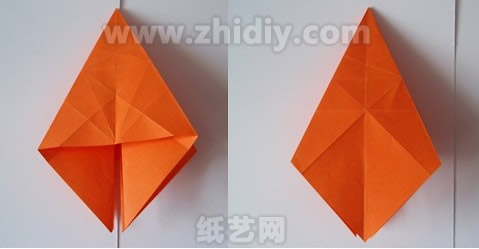 手工折紙菊花圖解教程制作過程中的第十六步