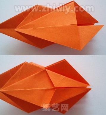 手工折紙菊花圖解教程制作過程中的第二十五步