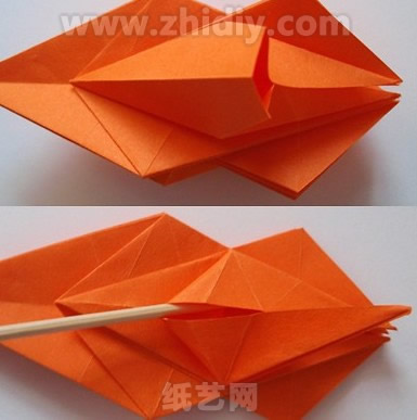 手工折紙菊花圖解教程制作過程中的第二十六步